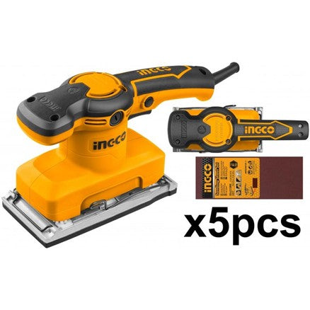 Levigatrice orbitale INGCO 320 KW con kit 5 fogli carta abrasiva