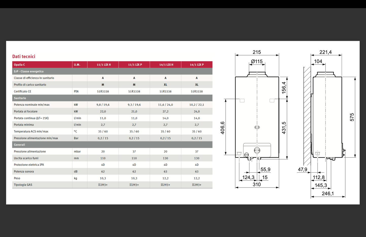 SCALDINO A GAS OPALIA C LOW NOX CAMERA APERTA