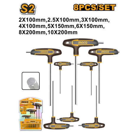 INGCO SET 8 CHIAVI ESAGONALI A T